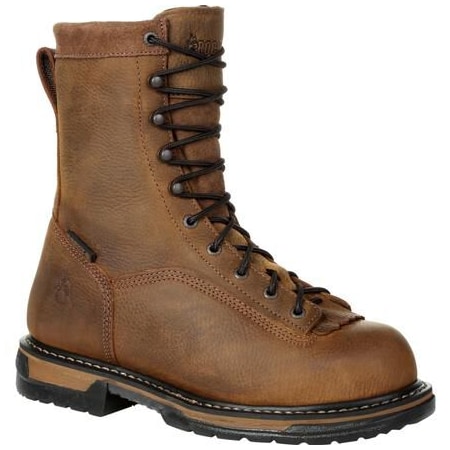 Rocky Men's Waterproof Work Boot, 12 W, Steel Toe, 8 in H, Brown, FQ0006698 FQ0006698